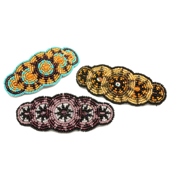 Beaded five circle barrette handmade in Guatemala