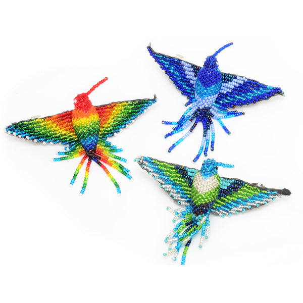 beaded barrette hummingbird handmade in Guatemala