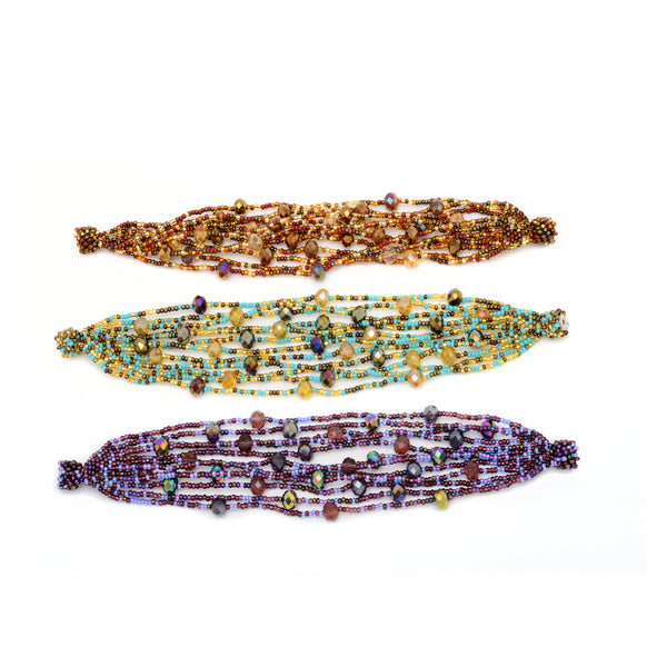 Maya Guatemala glass bead and crystal bracelet handmade