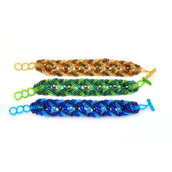 Beaded double braid bracelet handmade in Guatemala