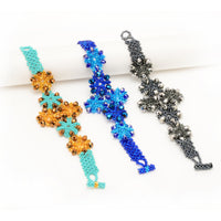 Maya Guatemala snowflake glass bead and crystal bracelet handmade
