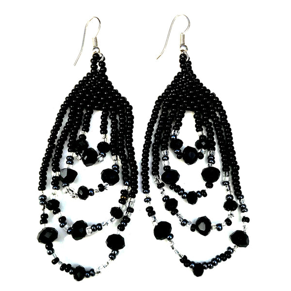 Millie earrings beaded, crystals handmade in guatemala
