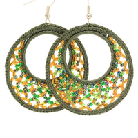 Beaded hoop earings with  crochet handmade in Guatemala