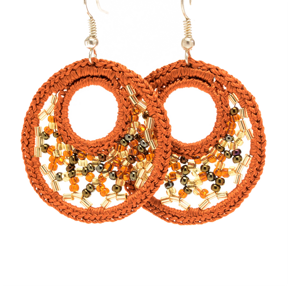 Beaded crochet hoop earrings handmade in guatemala