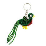 Quetzal beaded bird keychain handmade in Guatemala