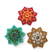 Flower magnet made in Guatemala glass seed beads