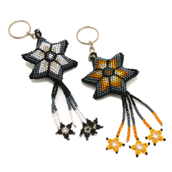 Beaded star keychain handmade in Guatemala