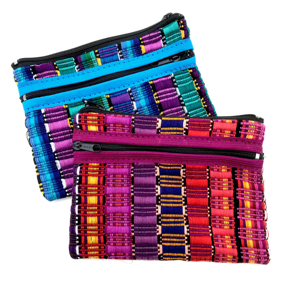 Three zip pouch 6 x 4.5 inches handmade in Guatemala
