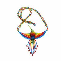 Beaded hummingbird necklace handmade in Guatemala