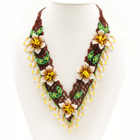 Beaded V in Bloom necklace handmade in Guatemala